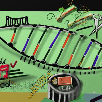 Digitale Kunst mit dem Titel "DNA Bakterien" von Petra Hüther, Original-Kunstwerk, Digitale Malerei