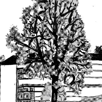 Digitale Kunst mit dem Titel "Baum an Göllheimer…" von Petra Hüther, Original-Kunstwerk, Digitale Malerei