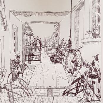 Zeichnungen mit dem Titel "Goldenes Ross Göllh…" von Petra Hüther, Original-Kunstwerk, Kugelschreiber