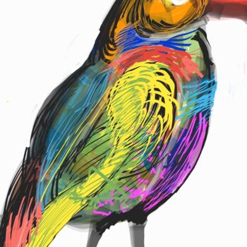 Digitale Kunst mit dem Titel "Vogel im Park" von Petra Hüther, Original-Kunstwerk, Digitale Malerei