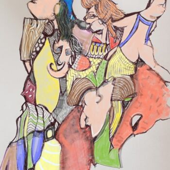 Drawing titled "In alle Richtungen…" by Petra Hüther, Original Artwork, Paper