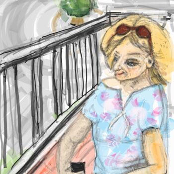 Digitale Kunst mit dem Titel "Auf dem Balkon 6,76…" von Petra Hüther, Original-Kunstwerk, Digitale Malerei
