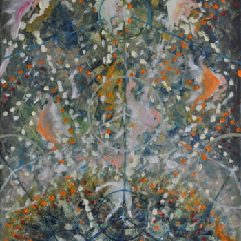 Painting titled "Universe I." by Petra Jacenkova, Original Artwork, Oil Mounted on Wood Stretcher frame