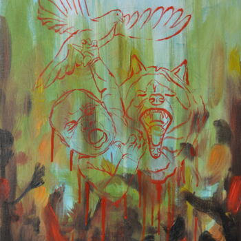 Pintura intitulada "La Sainte Cruauté m…" por Petra Jacenkova, Obras de arte originais, Óleo Montado em Cartão