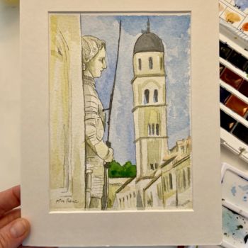 Ζωγραφική με τίτλο "Dubrovnik" από Petra Farac, Αυθεντικά έργα τέχνης, Ακουαρέλα