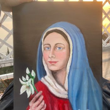 Malerei mit dem Titel "Virgin Mary" von Petra Farac, Original-Kunstwerk, Öl