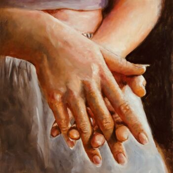 Painting titled "Hands" by Petra Gruiters, Original Artwork, Oil