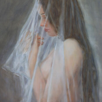 Painting titled "The veil" by Petra Gruiters, Original Artwork, Oil