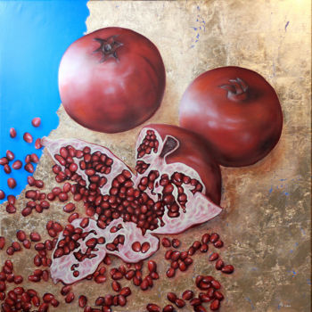 Malerei mit dem Titel "Red pomegranat" von Andrey Petrakov, Original-Kunstwerk, Öl
