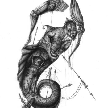 Dessin intitulée "Fisherman" par Petros Athanasiou Art, Œuvre d'art originale