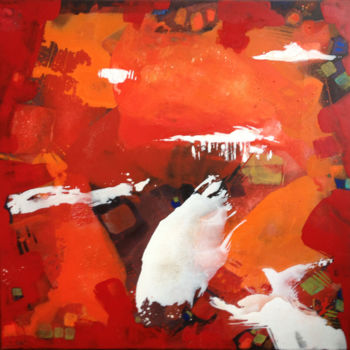 Painting titled ""rosso ardente_nigr…" by Petra Probst, Original Artwork, Oil