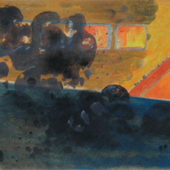 Malerei mit dem Titel "Homme perdu" von Petra Schubert Lechner, Original-Kunstwerk, Öl