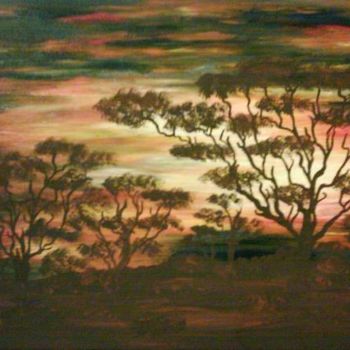 Painting titled "African Sunset" by Petra Wohlwerth, Original Artwork