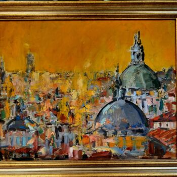 Painting titled "THE AFTERNOON IN RO…" by Petre Chirea, Original Artwork, Oil Mounted on Wood Stretcher frame