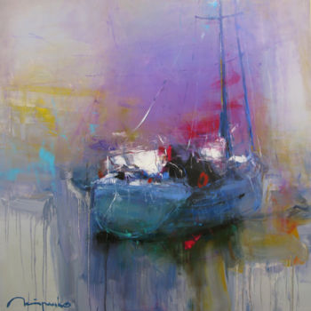 Malerei mit dem Titel "Yacht" von Yuriy Petrenko, Original-Kunstwerk, Öl
