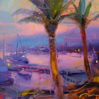 Peinture intitulée "Evening landscape" par Yuriy Petrenko, Œuvre d'art originale, Huile