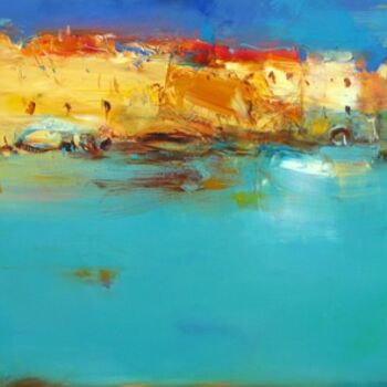 Painting titled "Sea, old city" by Yuriy Petrenko, Original Artwork, Oil