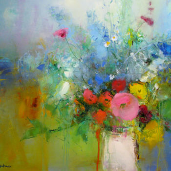 Painting titled "Flowers" by Yuriy Petrenko, Original Artwork, Oil