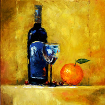제목이 "Натюрморт с вином"인 미술작품 Артемий Петрухин로, 원작, 기름 나무 들것 프레임에 장착됨