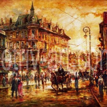Картина под названием "Городской пейзаж 4" - Владимир Петрив, Подлинное произведение искусства, Масло