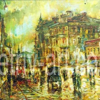 Картина под названием "Городской пейзаж 6" - Владимир Петрив, Подлинное произведение искусства, Масло
