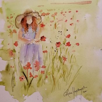 Pintura intitulada "Springtime" por Caroline Heydenrych, Obras de arte originais, Aquarela
