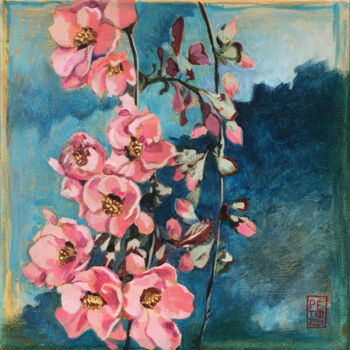 Malerei mit dem Titel "Cerisier en fleur 2" von Pétronille Remaury, Original-Kunstwerk, Acryl