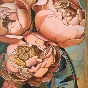 Peinture intitulée "Fleurs 2" par Pétronille Remaury, Œuvre d'art originale, Acrylique Monté sur Châssis en bois