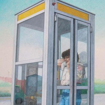 Dibujo titulada "telefonata" por Franco Petrosemolo, Obra de arte original