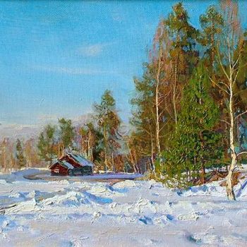 Painting titled ""Winter"" by Elmira Petrova, Original Artwork