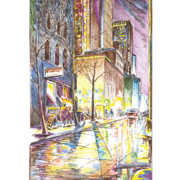 Drawing titled "CityScope - NYC at…" by Aleksandr Petrunin, Original Artwork, Ink