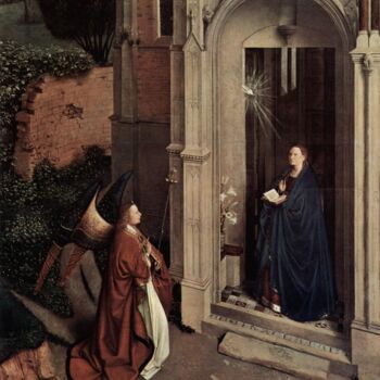 Painting titled "Annunciation" by Petrus Christus, Original Artwork, Oil