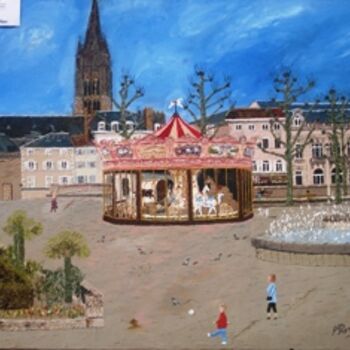 Картина под названием "Place de la Républi…" - François Peyrout, Подлинное произведение искусства