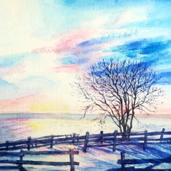 Painting titled "morning light" by Veronia Song, Original Artwork, Watercolor