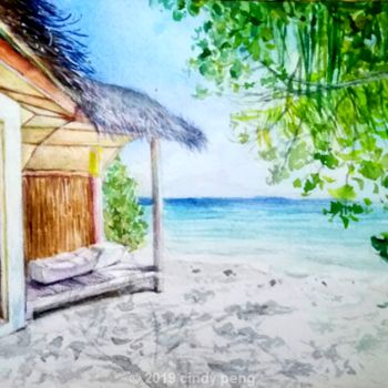 "beach house" başlıklı Tablo Veronia Song tarafından, Orijinal sanat, Suluboya