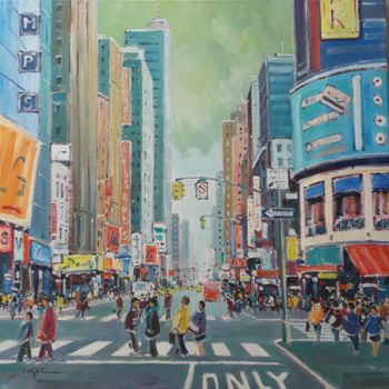 Картина под названием "New York" - Philippe Euger, Подлинное произведение искусства, Масло