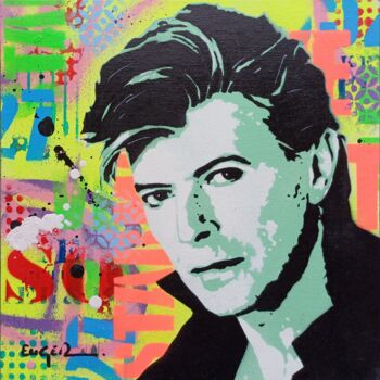 「David Bowie」というタイトルの絵画 Philippe Eugerによって, オリジナルのアートワーク, スプレー式塗料