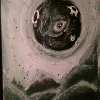 Painting titled "eyes-on-the-moon" by Phe Carvalho, Original Artwork, Enamel