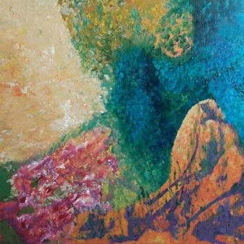 Pintura intitulada "Volcan sous marin" por Marie Phebidias, Obras de arte originais