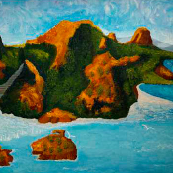 Malerei mit dem Titel "Reflets sur la Mont…" von Marie Phebidias, Original-Kunstwerk, Öl