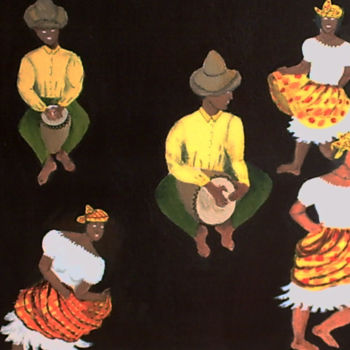 Peinture intitulée "Danse et Tamboués" par Marie Phebidias, Œuvre d'art originale, Acrylique