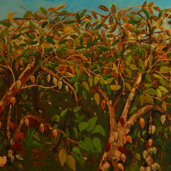 Painting titled "Les Cacaoyers" by Marie Phebidias, Original Artwork