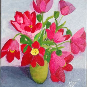 Malerei mit dem Titel "Tulipes" von Marie Phebidias, Original-Kunstwerk, Acryl
