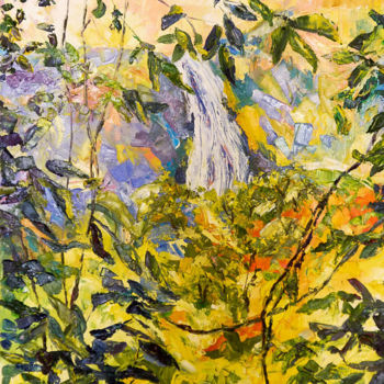 Картина под названием "Indian waterfall" - Tatyana Pchelnikova, Подлинное произведение искусства, Масло Установлен на Деревя…