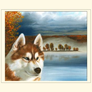 Painting titled "HUSKY XXII" by Léa Phenix, Original Artwork, Oil