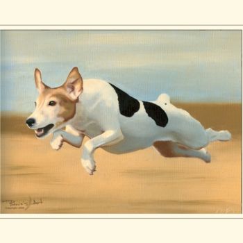 Schilderij getiteld "JACK RUSSELL" door Léa Phenix, Origineel Kunstwerk, Olie