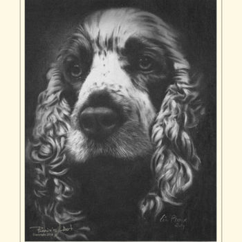 Drawing titled "COCKER" by Léa Phenix, Original Artwork, Charcoal