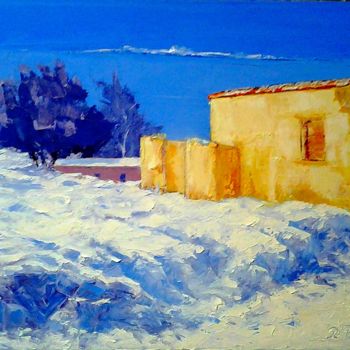 Painting titled "Mas-en-hiver" by Ridha Boukhatem, Original Artwork, Oil