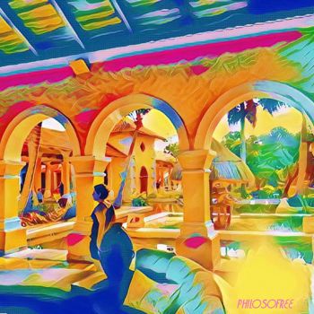 Digitale Kunst mit dem Titel "Vibrance of Mexico" von Phil 'Philosofree' Cheney, Original-Kunstwerk, Digitale Malerei