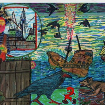Collages titulada "Crow music." por Phil Colisov, Obra de arte original, Otro